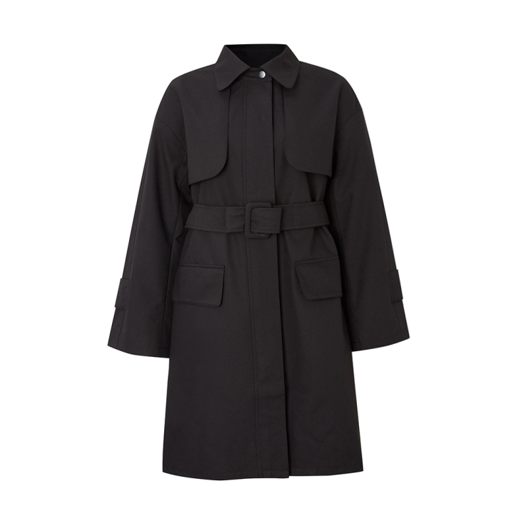 女梭织长款风衣茄克