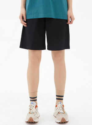 metersbonwe纯棉针织五分裤女2022夏季新款松紧腰净色宽松女士短款